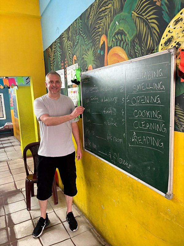 Andy by chalk board