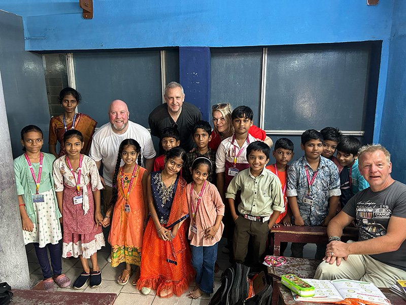 Team with school children