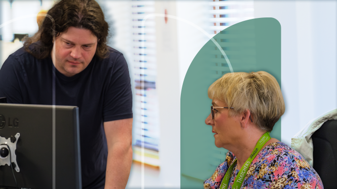 Two Initium colleagues working in the office Two Initium colleagues working in the office